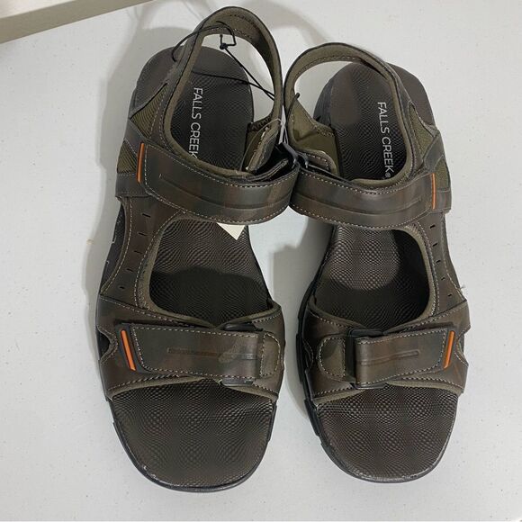 Falls Creek River Camo Sport Hiking Sandals Size 10 Brown Green NWT - Picture 3 of 9